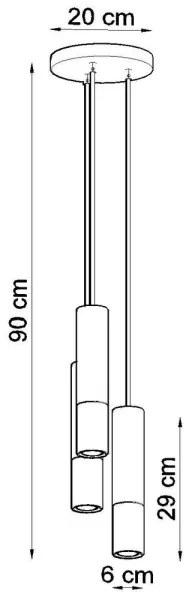 Lustră pe cablu LOOPEZ 3xGU10/40W/230V rotundă neagră/aurie Sollux SL.0955