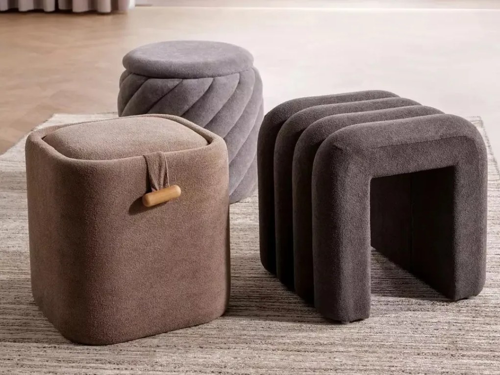 Taburet gri PELARO cu spatiu de depozitare 42x42 cm