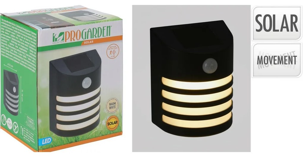 ProGarden Aplică solară cu senzor PIR , 12 x 15cm, alb cald