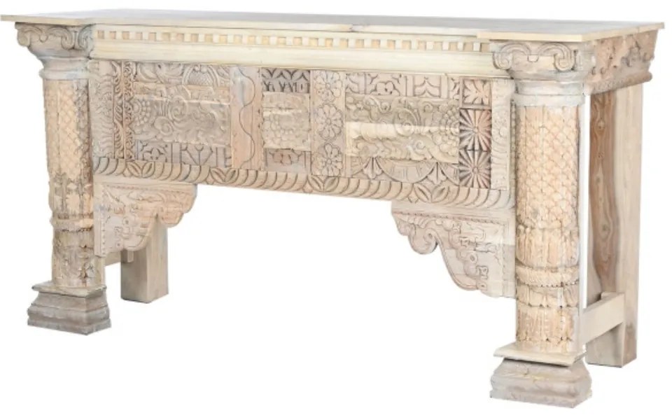 Consola sculptata, natur, din lemn de mango, Emperia