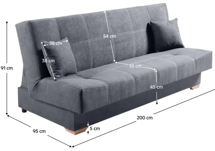 Canapea extensibilă Gona (gri) (cu sp. depozitare). 1096924