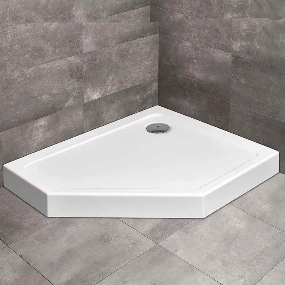 Cadita dus pentagonala Radaway Doros PT E Compact 100x90 cm acril alb dreapta