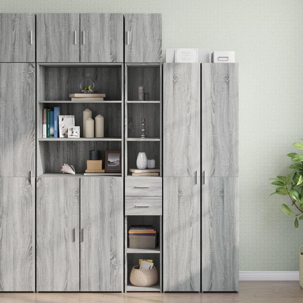 vidaXL Dulap depozitare slim sonoma gri 30x42,5x225 cm lemn prelucrat