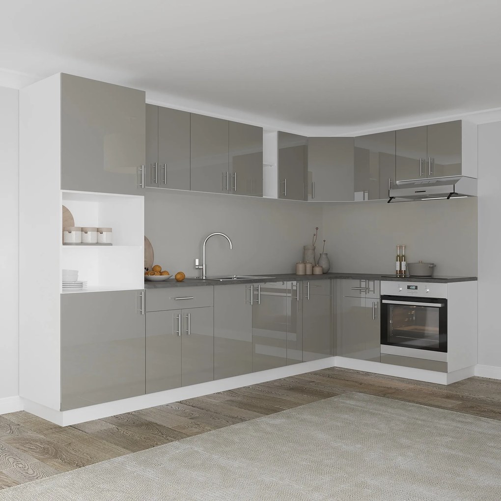 Corp Baza Colt Karo, Gri Lucios/Alb, MDF, 98 x 50 x 80 cm
