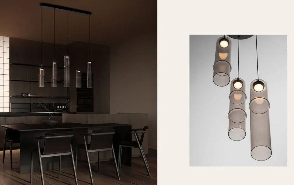 Pendul LED modern, Metal, Sticla, Moca, SANO