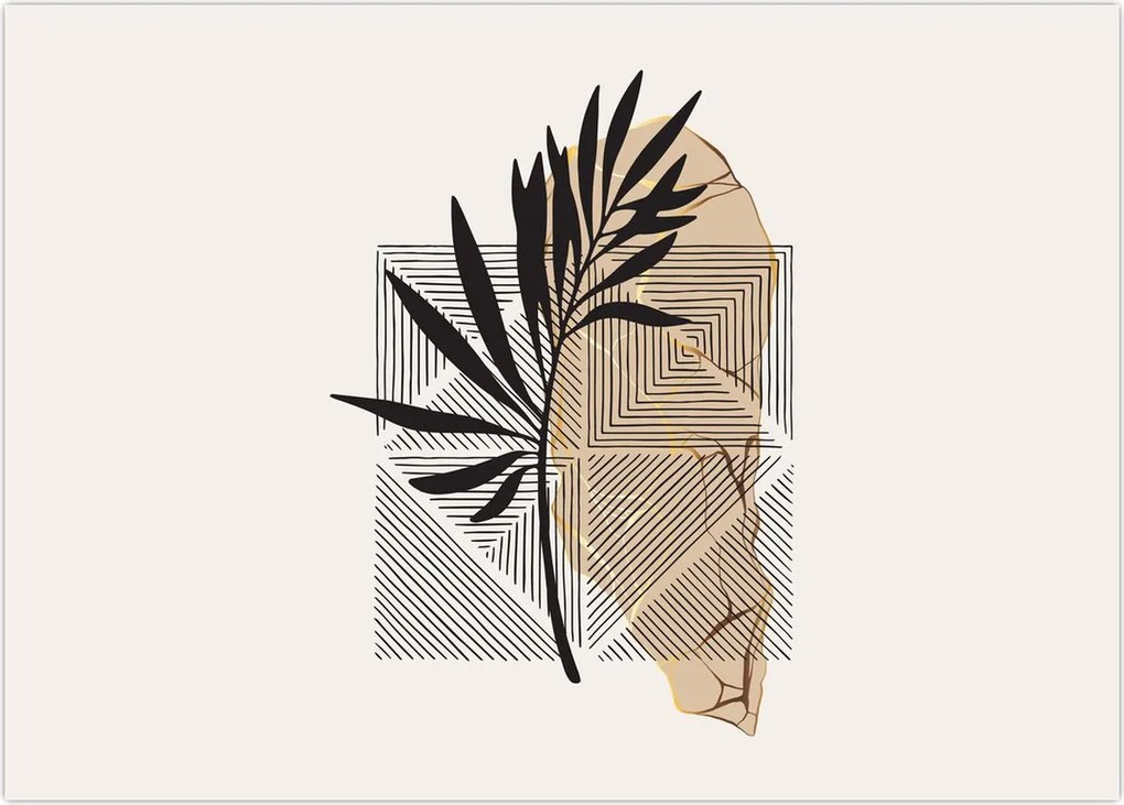 Tablou - Abstracție cu frunze tropicale N⁰1 (70x50 cm)