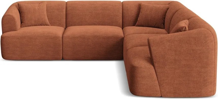 Colțar teracotă cu tapițerie din catifea reiată Campi – Cosmopolitan Design