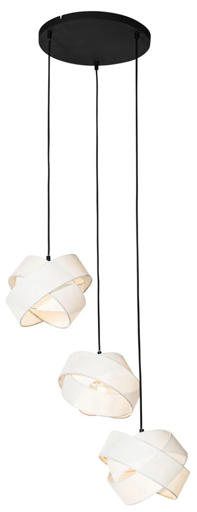 Lampă modernă cu pandantiv alb cu 3 lumini - Cloth