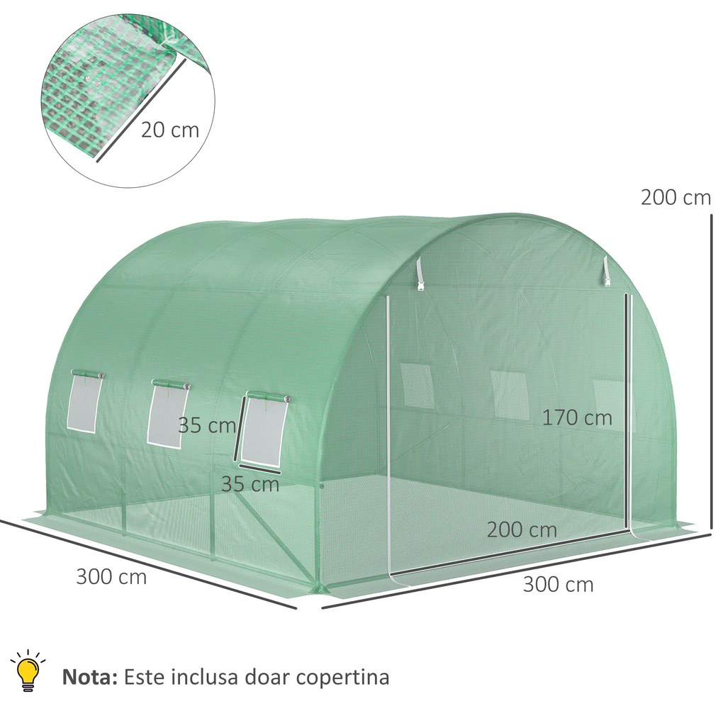 Outsunny Prelata Sera 6×3×2 m – Cu 12 Ferestre, Usa Rulanta si Margini | Aosom Romania