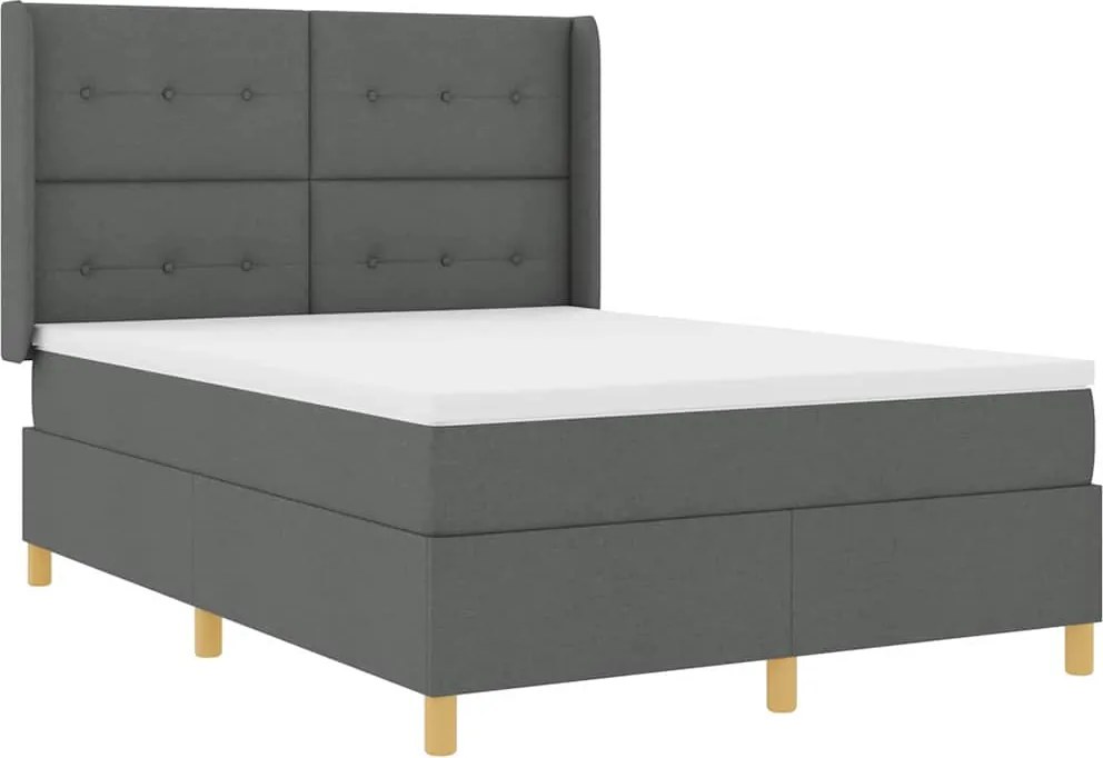 vidaXL Pat cu arcuri cu saltea cu headboard Gri 140 x 190 cm țesătură