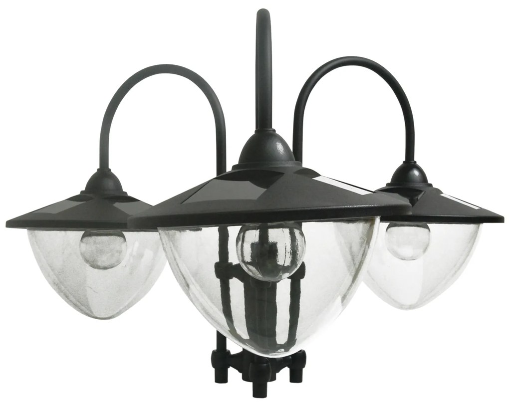 Outsunny Lampadar de grădină Solar LED cu 3 Capete și Jardinieră Integrată, Negru, pentru Grădină și Terasă | Aosom Romania