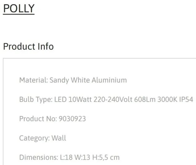 Aplica LED iluminat ambiental perete exterior IP54 POLLY alba