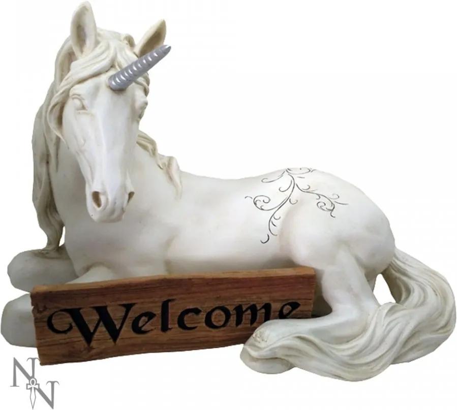 Statueta cu semn Bine ati venit Unicorn 37.5 cm