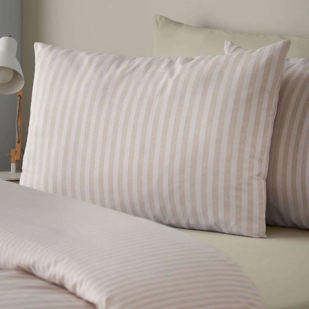 Lenjerie de pat bej pentru pat dublu/extinsă cu 3 piese 230x220 cm Epping Textured Stripe – Catherine Lansfield