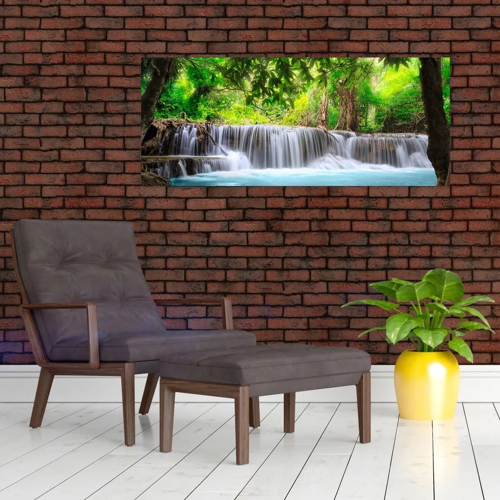 Tablou - Cascadă, albastru (120x50 cm)