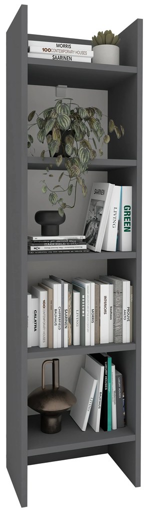 Biblioteca Neda, 5  Polite, Antracit, 53 x 35 x 198 cm