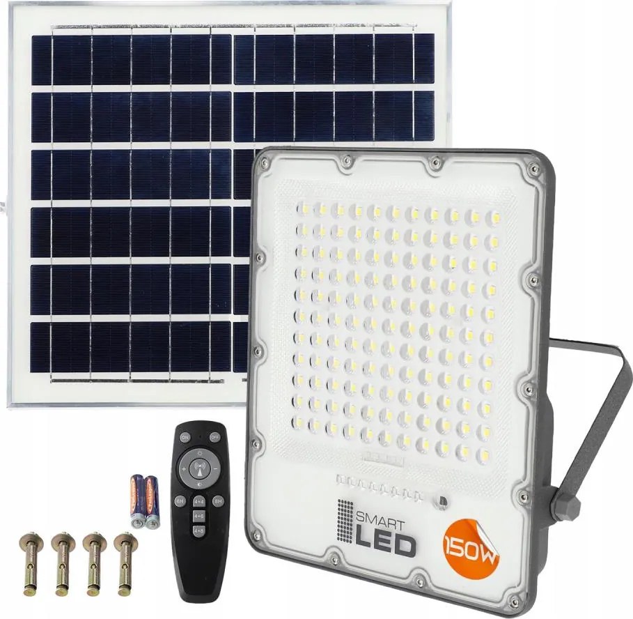 Proiector solar LED reglabil LED/150W/3,2V 5000K 15000 mAh IP65 negru + telecomandă