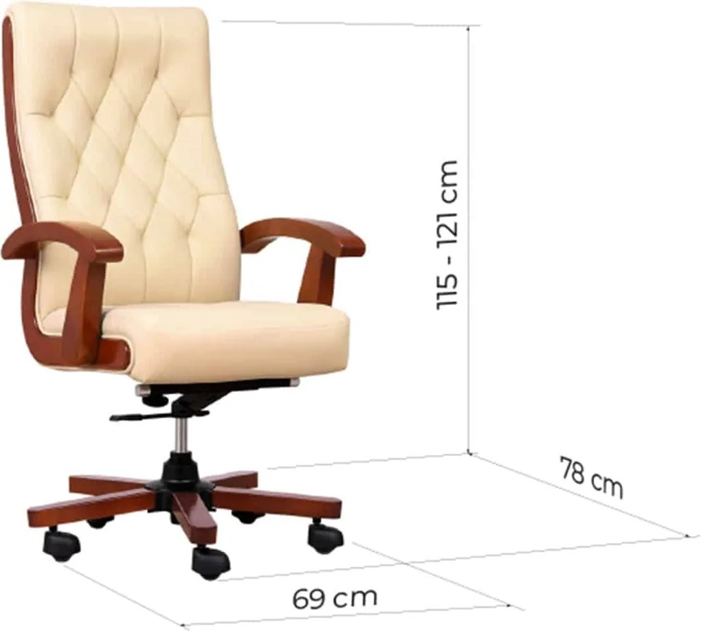 Scaun lemn masiv crem Toronto Model T1 Coniac - Piele
