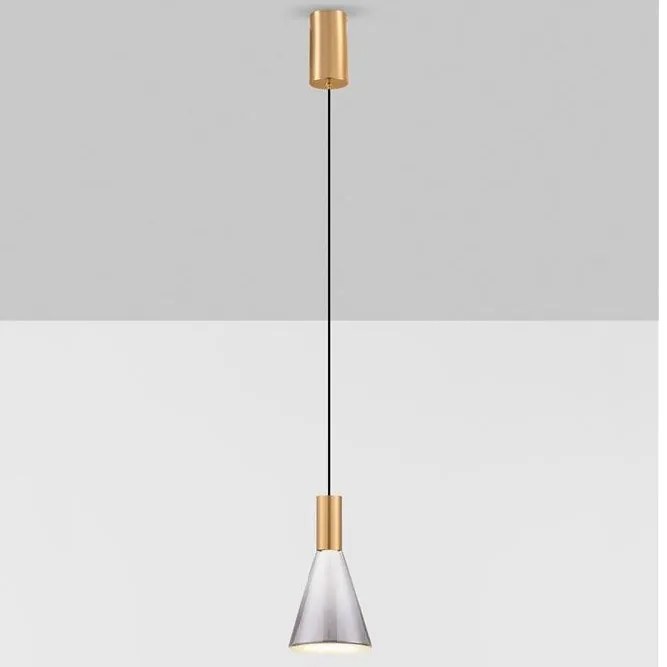 Pendul LED modern, Metal, Sticla, Fumuriu, Voi