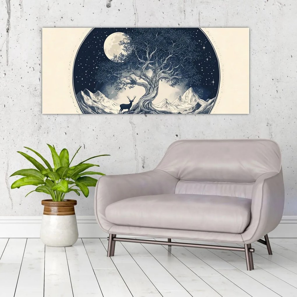 Tablou – Arbore magic cu cerb I. (120x50 cm)