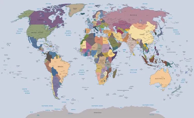 World Map Fototapet, (152.5 x 104 cm)
