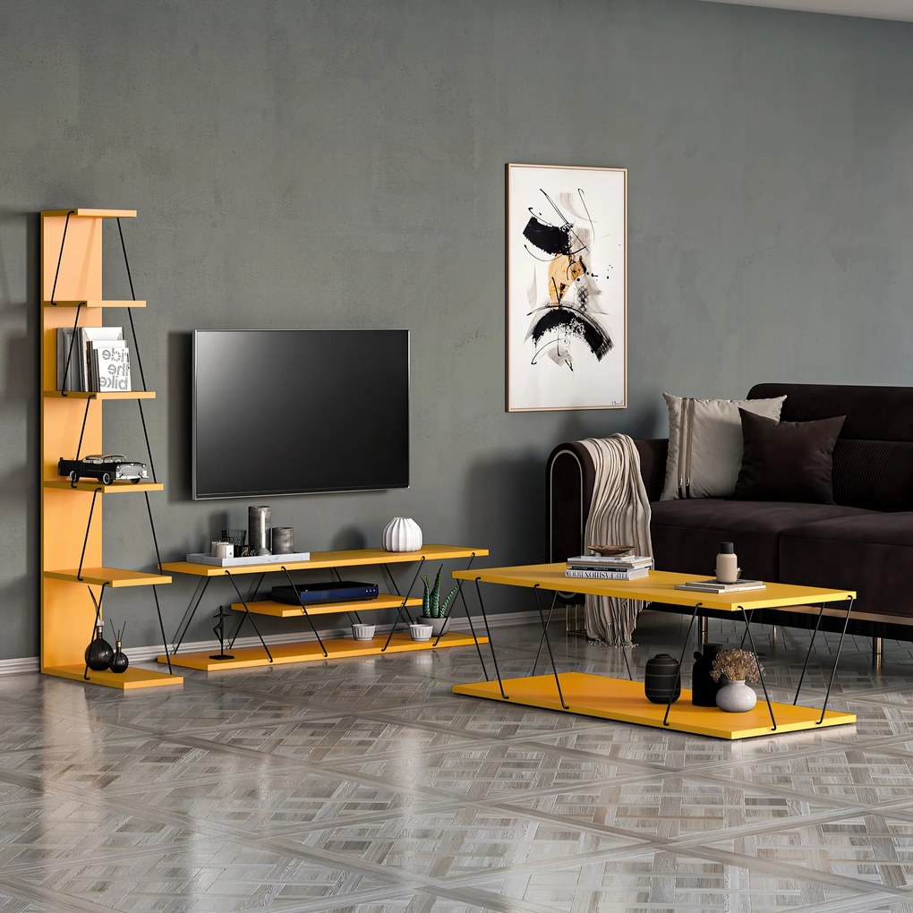 Mobilier living Eleanore (Galben + Negru). 1073116