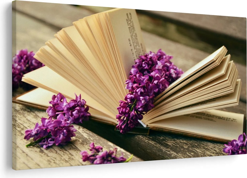 Tablou cu cartea și lavanda (90x60 cm)