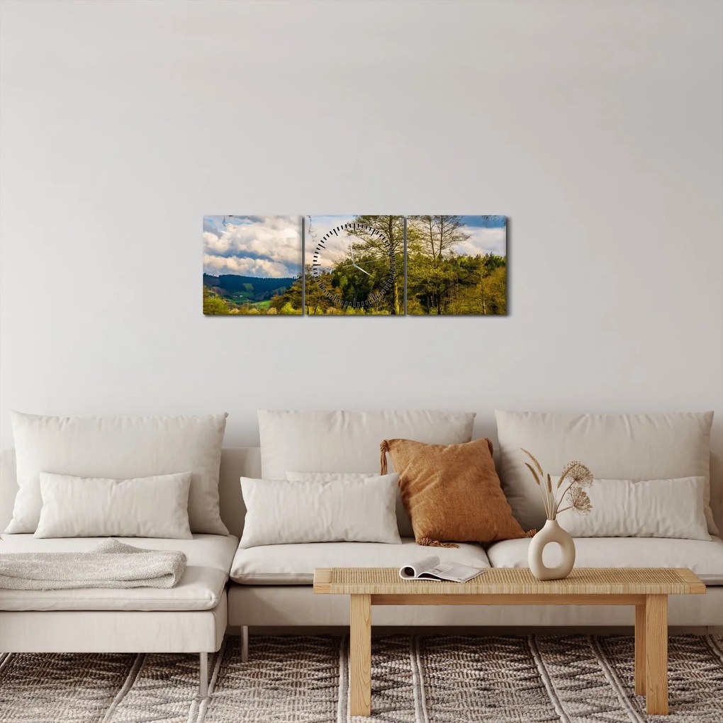 Tablou - Barcă pe lac (cu ceas) (90x30 cm)