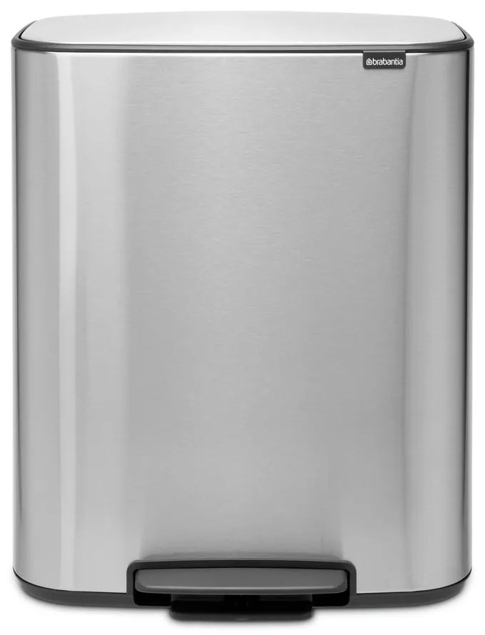 Coș de gunoi argintiu mat cu pedală din oțel 60 l Bo – Brabantia