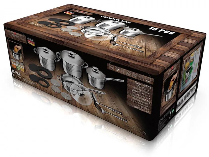 Set oale si tigai otel inoxidabil (15 piese) Gourmet Line Blaumann BL 3197