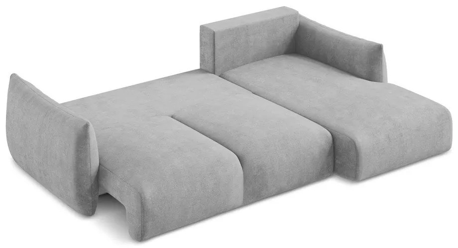 Colțar gri deschis extensibil cu tapițerie din chenille (cu colț pe partea dreaptă/cu șezlong) Leila – Makamii