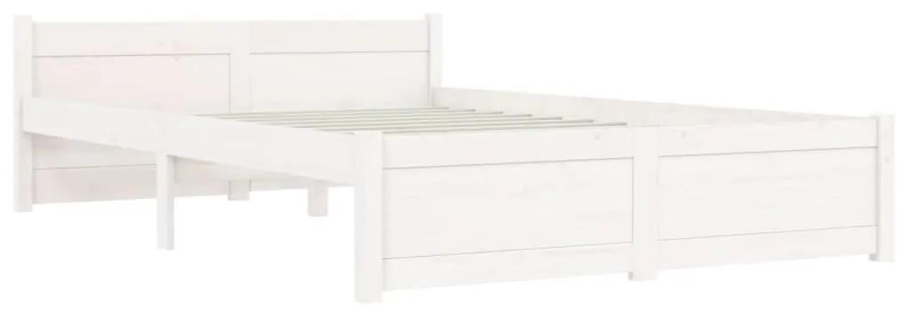 815015 vidaXL Cadru de pat mic dublu, alb, 120x190 cm, lemn masiv