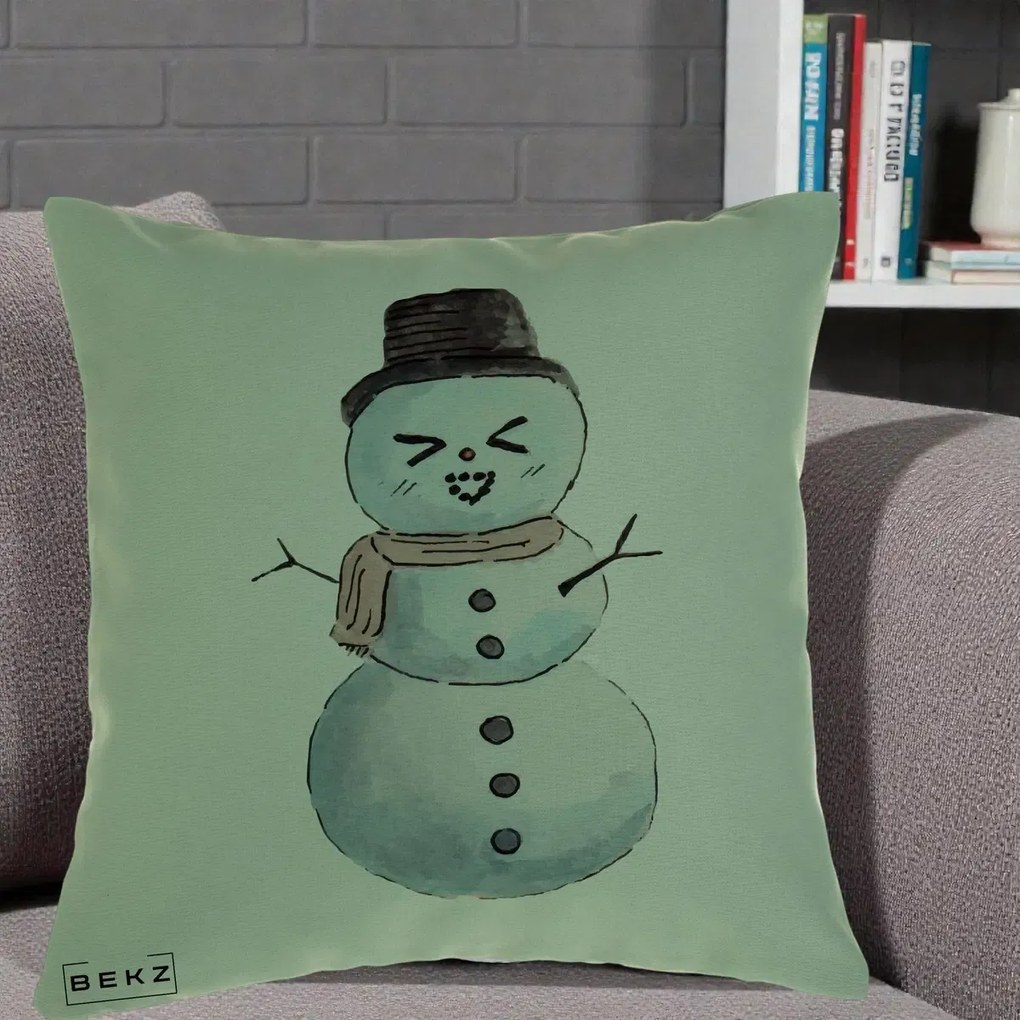 Perna Decorativa Om de Zapada Kawaii Haios, 40x40 cm, Verde, Husa Detasabila, Perna Inclusa, BEKZ®
