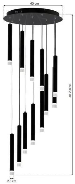 Candelabru LED pe un șir CARBON 12xLED/12W/230V