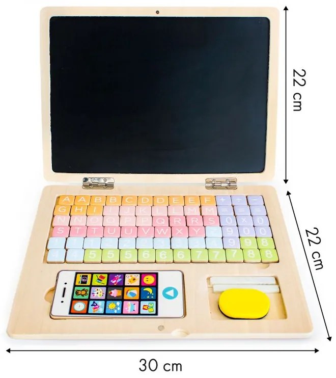 Notebook din lemn pentru copii - tablă magnetică educativă