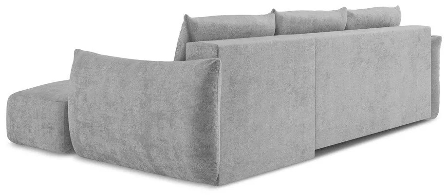 Colțar gri deschis extensibil cu tapițerie din chenille (cu colț pe partea dreaptă/cu șezlong) Leila – Makamii