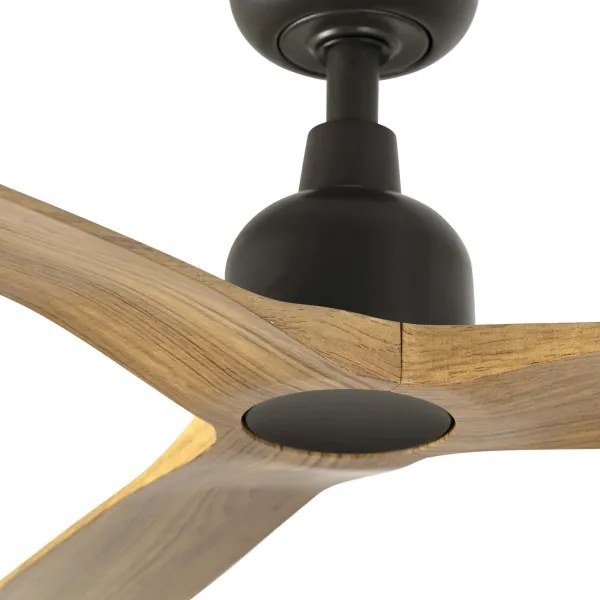 FARO 34360WT - Ventilator de tavan OUTWOOD L, maro/negru, Ø 150 cm WT IP44 + cu telecomandă