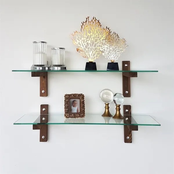 SET 2x raft de perete 25x85 cm pin/transparent