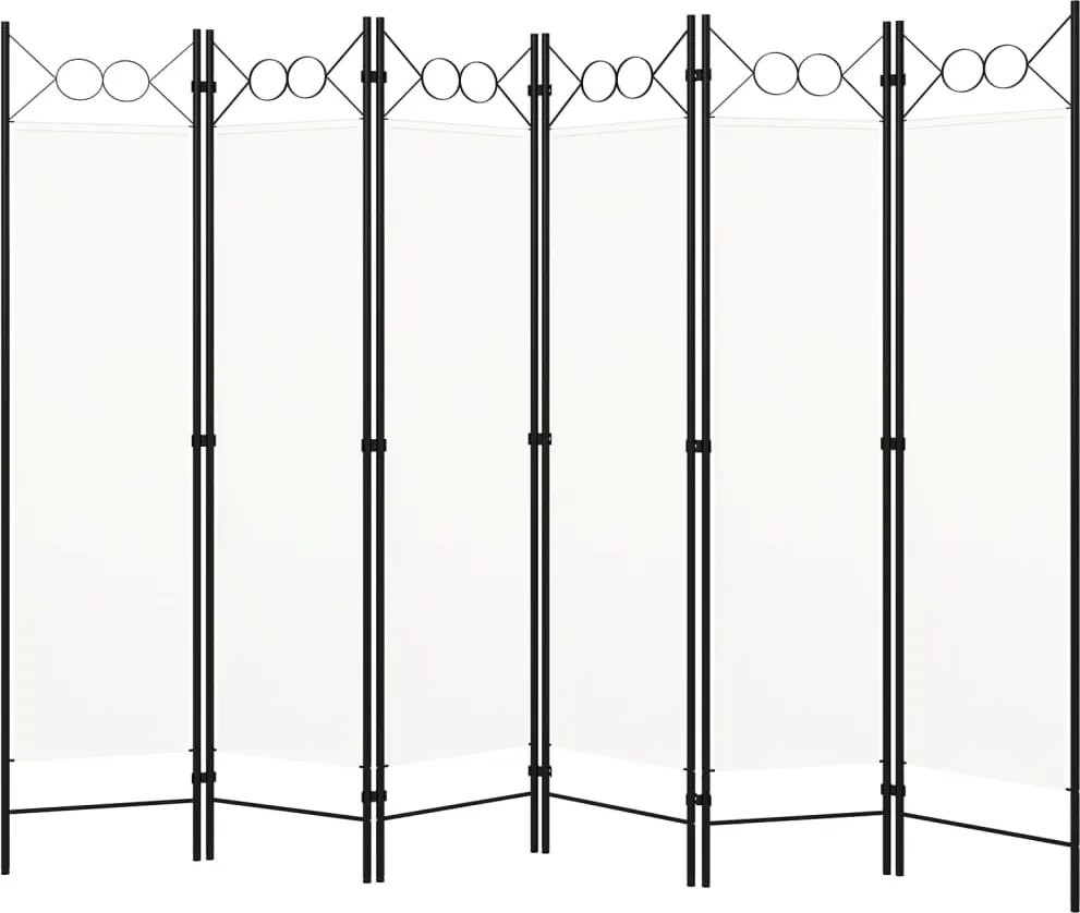 vidaXL Paravan de cameră cu 6 panouri, alb, 240 x 180 cm
