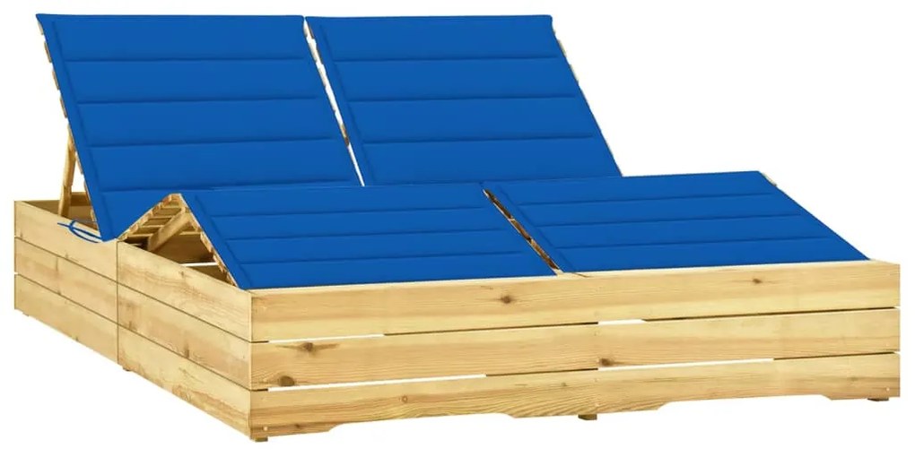 vidaXL Șezlong dublu și perne albastru regal lemn de pin tratat