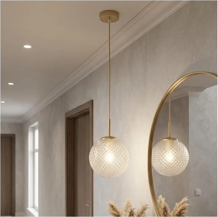 Brilagi - Lustru suspendat pe cablu STELLA 1xE27/60W/230V Ø 18 cm bej/auriu