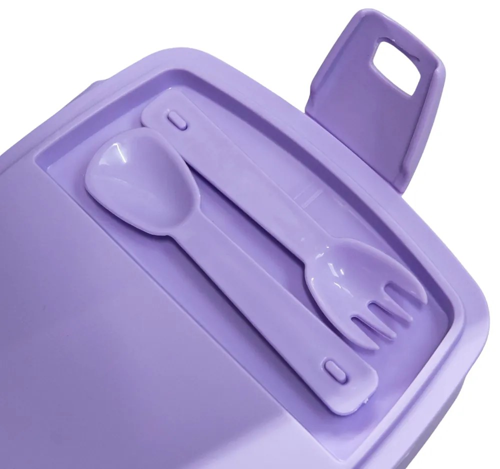Caserola pentru mancare compartimentata, mov cu pisici, 15x4x9