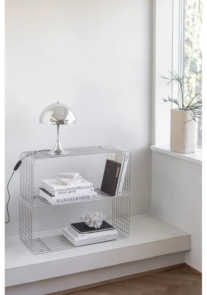 Bibliotecă de perete argintiu-lucios din metal 70x30 cm Wire – Mette Ditmer Denmark