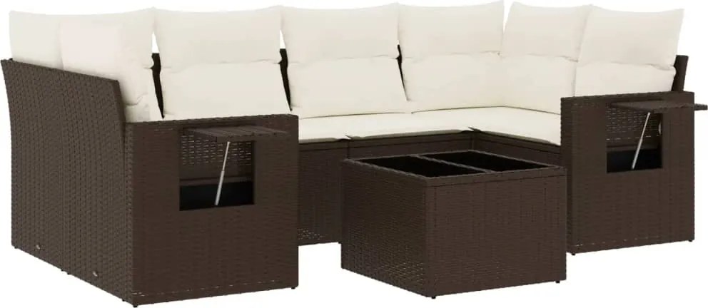 vidaXL Set canapele de grădină cu perne, 7 piese, maro, poliratan