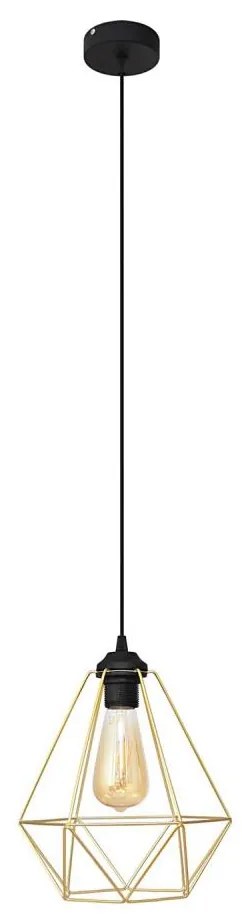 Lustră pe cablu KARO 1xE27/15W/230V auriu/negru