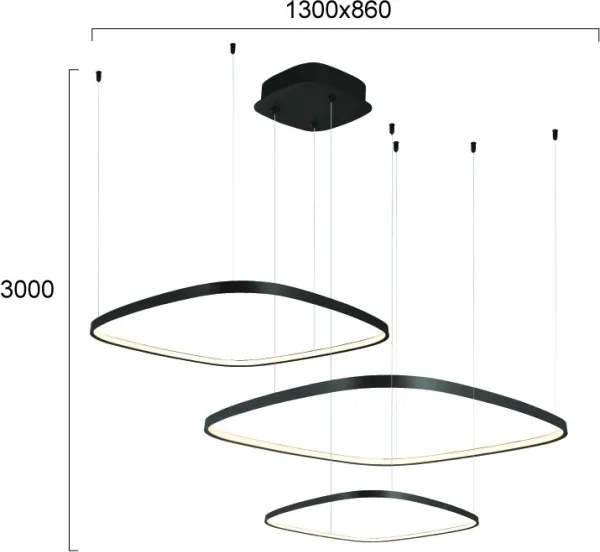 Lustră LED reglabilă pe cablu LORENZO LED/70W/230V 3000/4000/6000K neagră + telecomandă