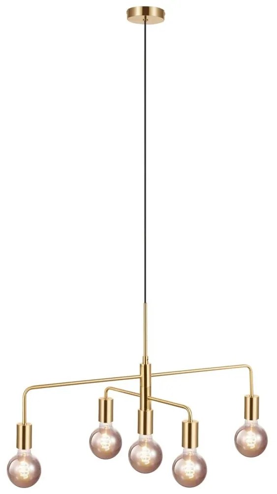 Pendul cu 5 surse de iluminat modern Gloom alama