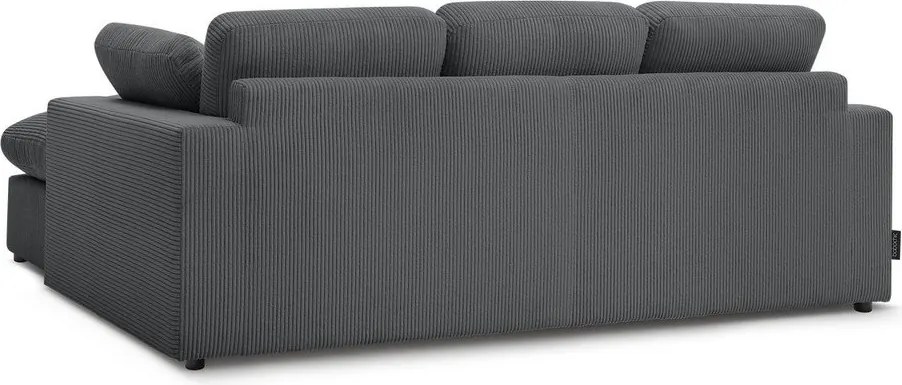 Colțar gri închis cu tapițerie din catifea reiată Belair – Bobochic Paris