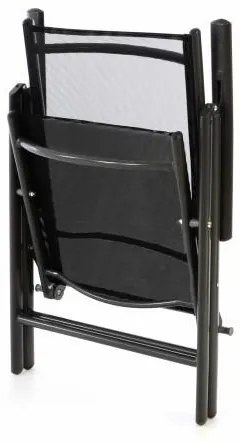 Scaun de grădină  reglabil + scaun sub picioare - negru