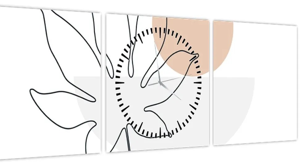 Tablou - Linie de artă flori N⁰3 (cu ceas) (90x30 cm)